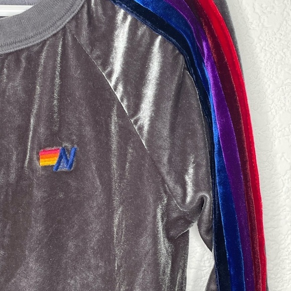 Aviator Nation sweatshirt velour kids sz 6 crewneck gray - Picture 2 of 6